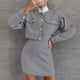 thumbnail image 2 of Mujeres sexy manga larga estampado casual botones conjuntos abrigo blusa falda corta + chaqueta Wmkox8yi  FGJ515, 2 of 7
