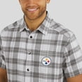 thumbnail image 6 of Men's Darius Rucker Collection by Fanatics Gray Pittsburgh Steelers Team Plaid Short Sleeve Full-Snap Shirt, 6 of 6