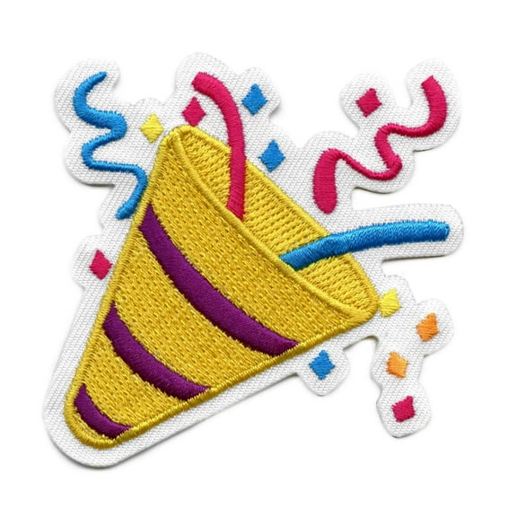 Party Popper Emoji Patch Congratulations Celebration Embroidered Iron On