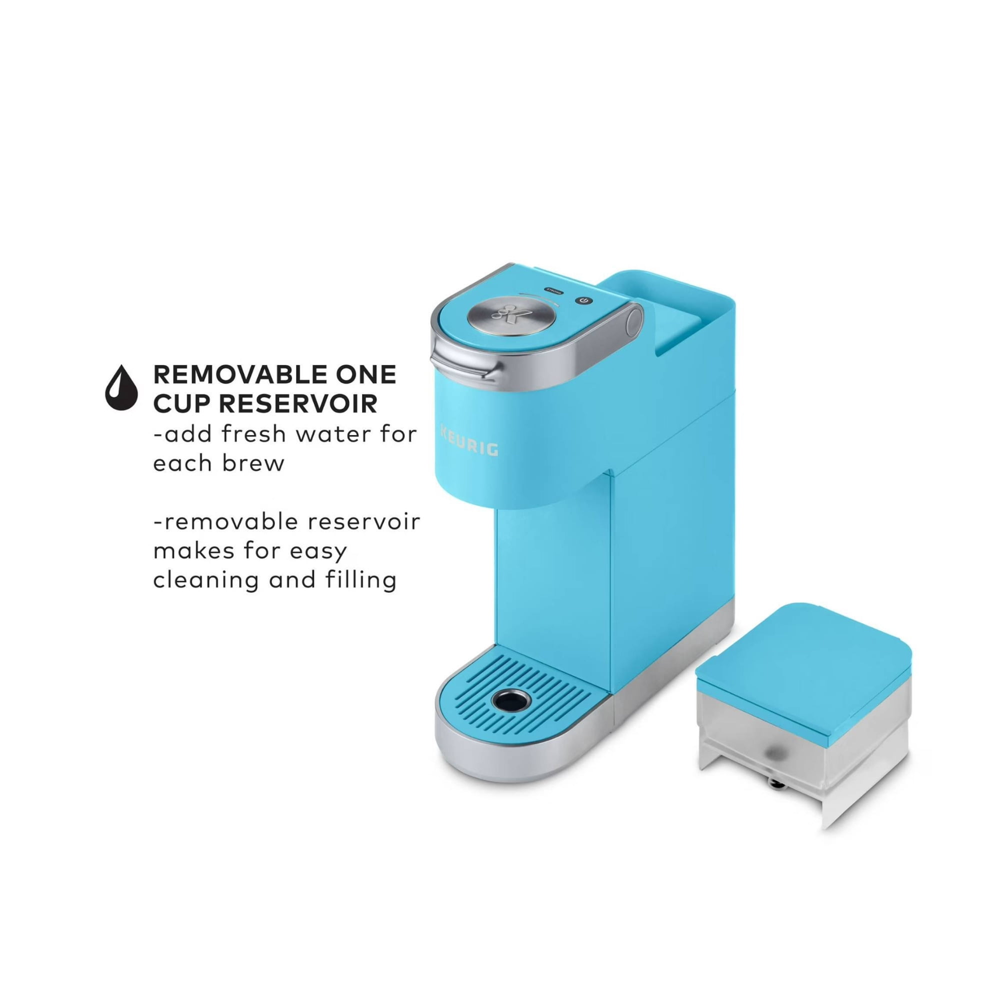 Restored Keurig K-Mini Plus Single Serve Coffee Maker with 6 to 12 Oz. Brew Size, K-Cup Pod Storage and Travel Mug Friendly (Cool Aqua, ) (Refurbished)