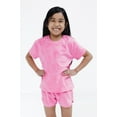 thumbnail image 2 of Barbie French Terry Drop Shoulder T-Shirt and Dolphin Shorts Outfit Set Toddler to Big Kid, 2 of 5