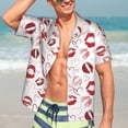 thumbnail image 7 of Gukieu Red Lips Print Men's Short-sleeved Shirts, Button-down Lapel Hawaiian Shirts, T-shirts, Beach Vacation Summer Casual Wear,X-Large, 7 of 7