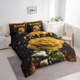 thumbnail image 3 of Homewish Gold Glitter Print 7 Pieces Bedding Comforter Set,Romsntic Yellow Rose Full Bedding Set,Rustic Flower Floral Fitted Sheet Flat Sheet For Adults,Ultra Soft Home Decor Reversible, 3 of 8