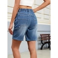 thumbnail image 5 of Women Baggy Denim Shorts Y2k Vintage Straight Leg Denim Shorts Casual Jean Jorts with Pockets S, 5 of 9