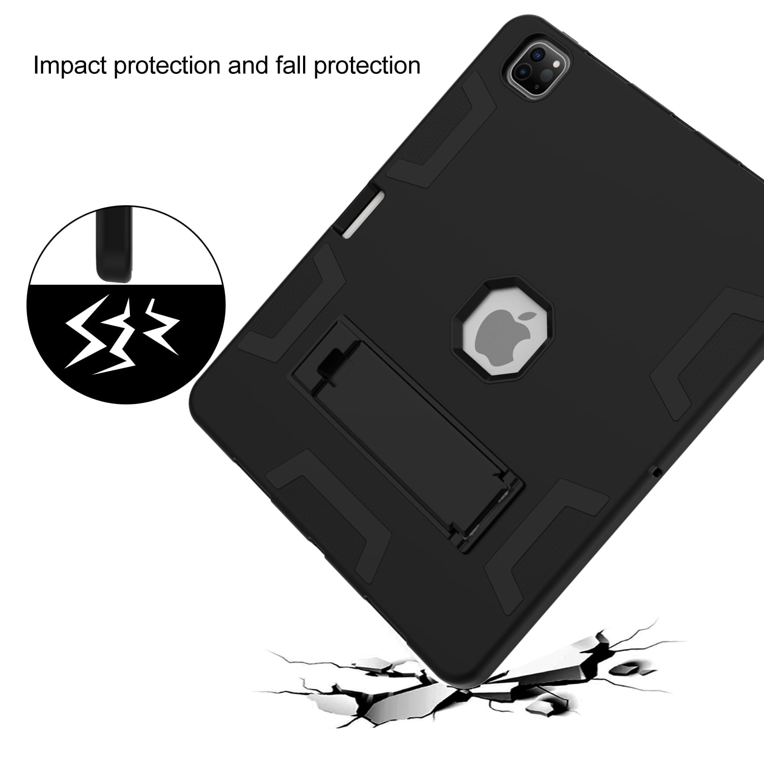 Dteck for iPad Pro 12.9 Inch Case 2022 6th Generation, Heavy Duty Military Grade Drop Protection Shockproof With Kickstand Case with Pencil Holder for 12.9 inch iPad Pro 6th/5th/4th/3rd Gen,Black