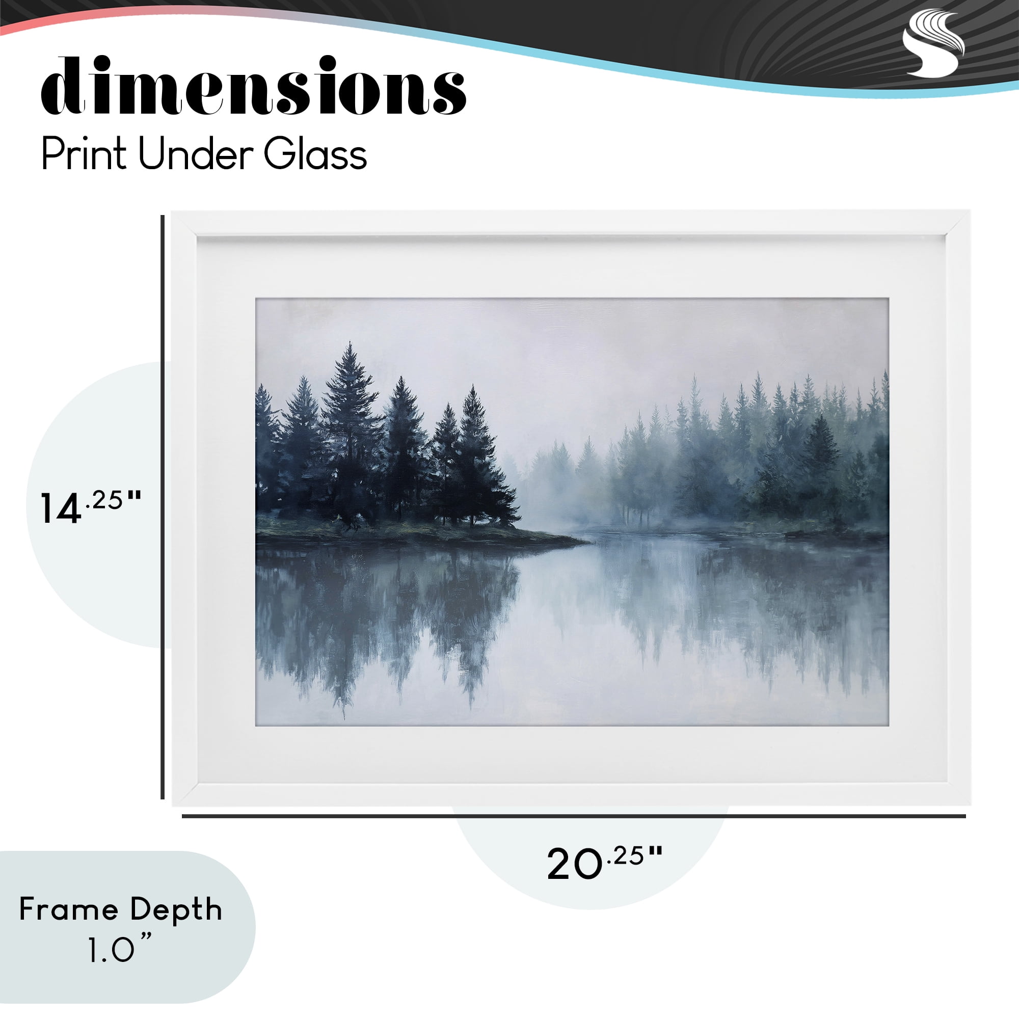 Stupell Industries Indigo Tree Reflections White Framed Print Under Glass, design by Jacky Ngan