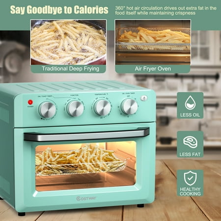 Costway - Air Fryer Toaster Oven 19 QT Dehydrate Convection Ovens w/ 5 Accessories - Mint green
