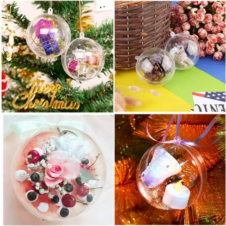 10X Clear Plastic Christmas Balls Baubles Sphere Fillable Xmas Tree