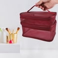 thumbnail image 7 of 1 Pcs Travel Makeup Bag Makeup Brush Holder Makeup Organizer Bag Waterproof Polyester Red, 7 of 7