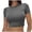 Grey, variant on Hauaitttt Womens Basic T Shirts Neck Short Sleeve Crop Tops Cute Summer Tops Slim Fit Tees Outfits French Flag Sports Bra Womens Sports Bra Tops Women Workout Sports Bras Open Back Sports Bras for