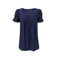 thumbnail image 5 of Womens Tops Women's Casual Bubble Sleeved Square Neck Pleated Short Sleeved T Shirt Top Shirts for Women, 5 of 6