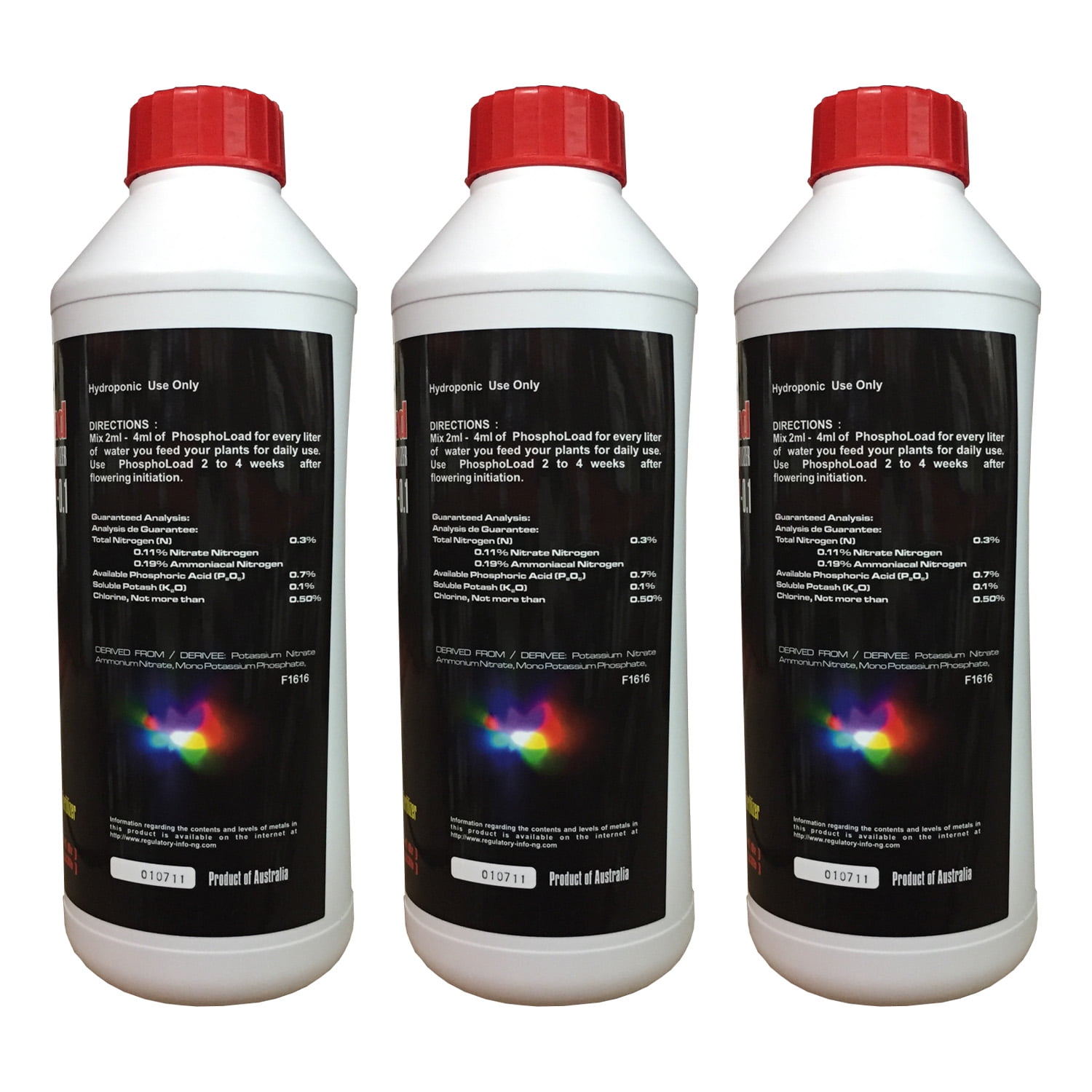Phosphoload 1 Liter (3 PACK)- Bloom Booster Hydroponic Fertilizer Original Recipe 1L by Dutch Master - 3 Bottles