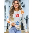 thumbnail image 3 of Cute Sweaters for Women Long Sleeve Floral Pullover Knitted Outerwear Y2K Tops Loose Winter Fall Outfits 2025 White M, 3 of 7