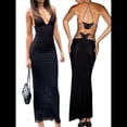thumbnail image 2 of Vestidos Estampados para Mujer, Escote Sin Espalda, Adelgazantes Negro L, 2 of 10