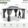 thumbnail image 2 of Aoxun 12'x14' Hardtop Gazebo, Aluminum Frame Permanent Pavilion with Curtains and Netting, Outdoor Polycarbonate Double Roof Canopy, Designed for Garden, Lawns, Patio, Gray, 2 of 7