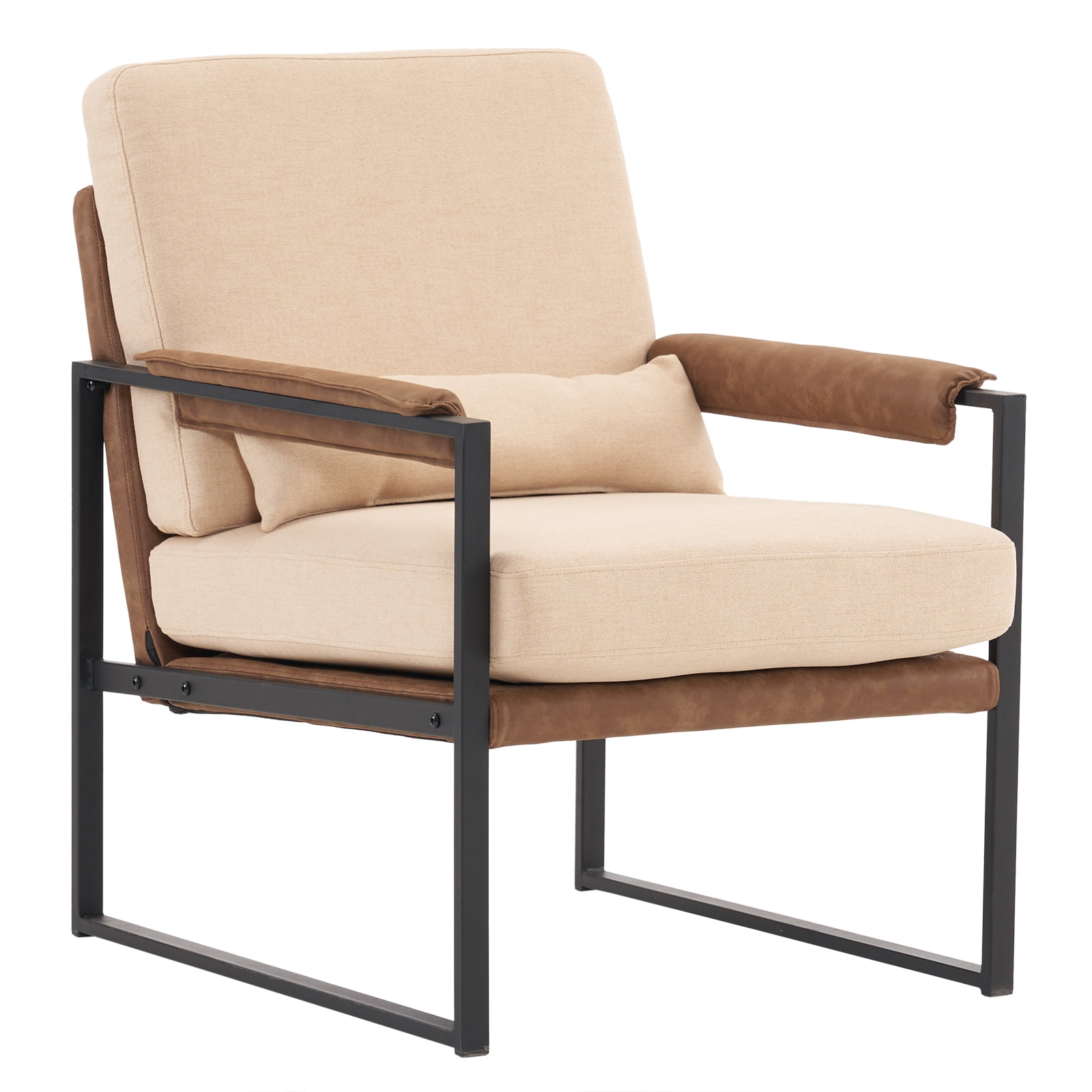 Metal Frame Chair, Modern Single Chair with Padded Seat Cushion and