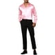 thumbnail image 2 of Camisas de fiesta de satén de cuello en V con botones y mangas largas para hombres INSPIRE CHIC S Rosa, 2 of 6