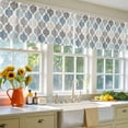 thumbnail image 4 of 2 Pack Blue Grey Valance for Window Morocco Geometric Plaid Kitchen Valance Rod Pocket Short Curtain Topper Decorative Window Treatment for Living Room Bedroom 42"x12", 4 of 8