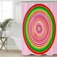 thumbnail image 4 of Circle Pattern Shower Curtain Set ，Waterproof Fabric Shower Curtains Vintage Pink Green Red Stripes Texture Shower Curtains for Bathroom,Bathroom Decor 60"x72", 4 of 7