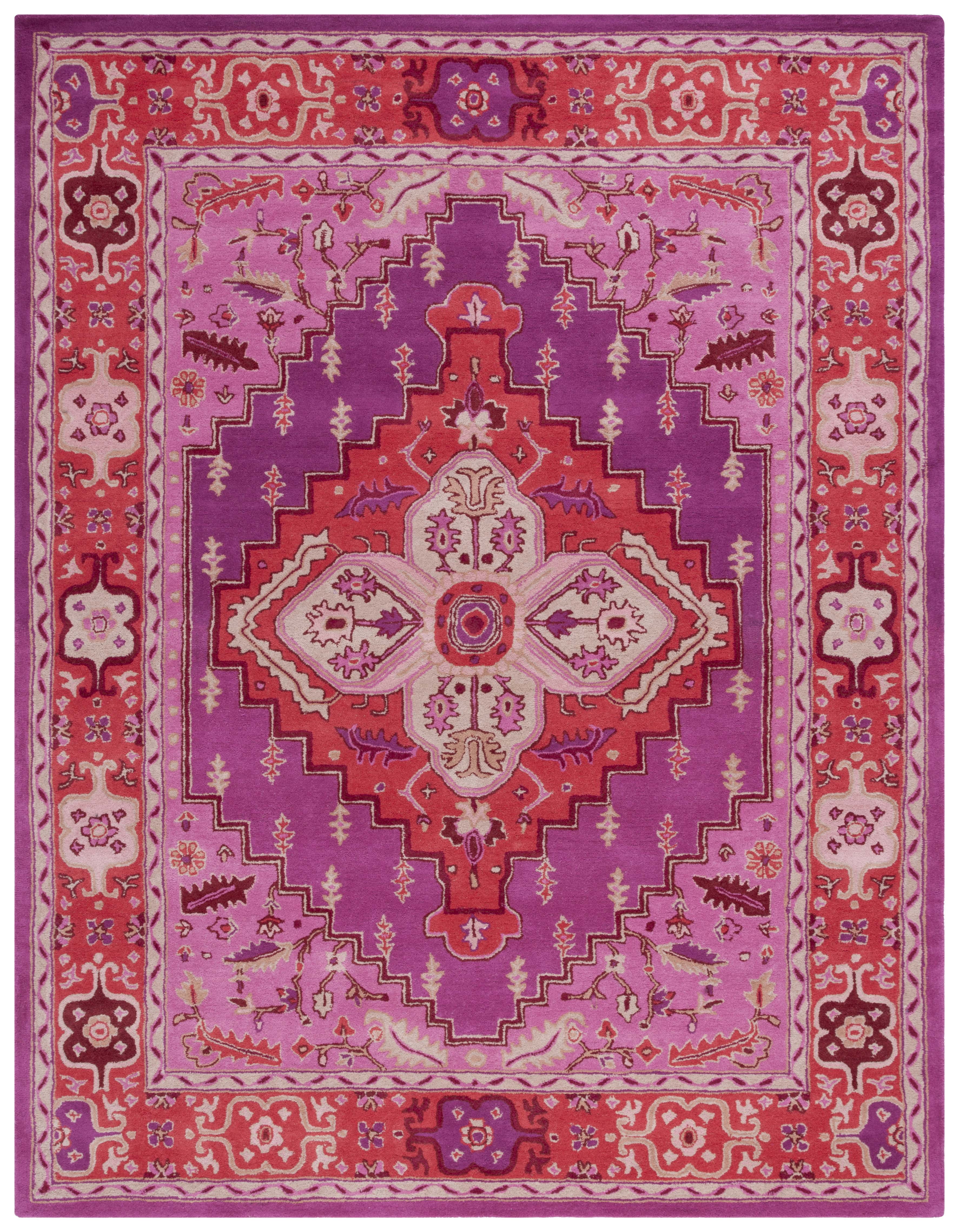SAFAVIEH Bellagio Major Bordered Wool Area Rug, Red/Pink, 10' x 14'