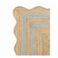 thumbnail image 3 of Wave Scalloped Natural Jute Rug, Handmade Boho Farmhouse Braided Eco-Friendly Indoor Carpet for Living Room, Bedroom, Hallway, Sky Blue, 12 X 15 FT, 3 of 5