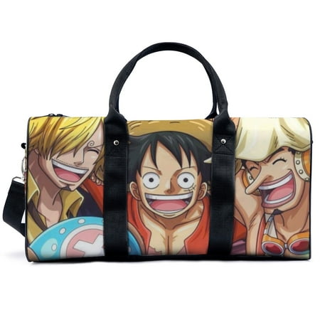 One PieceCartoon Travel Luggage Bag with Shoulder Strap Tote Lightweight Foldable Weekender Overnight for Dance Sport Gym Training Swim Yoga Handbag