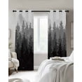 thumbnail image 3 of Fall Autumn Tree, Blackout Curtains 39 Inches Long for Bedroom, Forest Grey Black Wood-land Mountain Thermal Insulated Room Darkening Black Out Window Curtain Panels Grommet Drapes for Living Room, 3 of 8