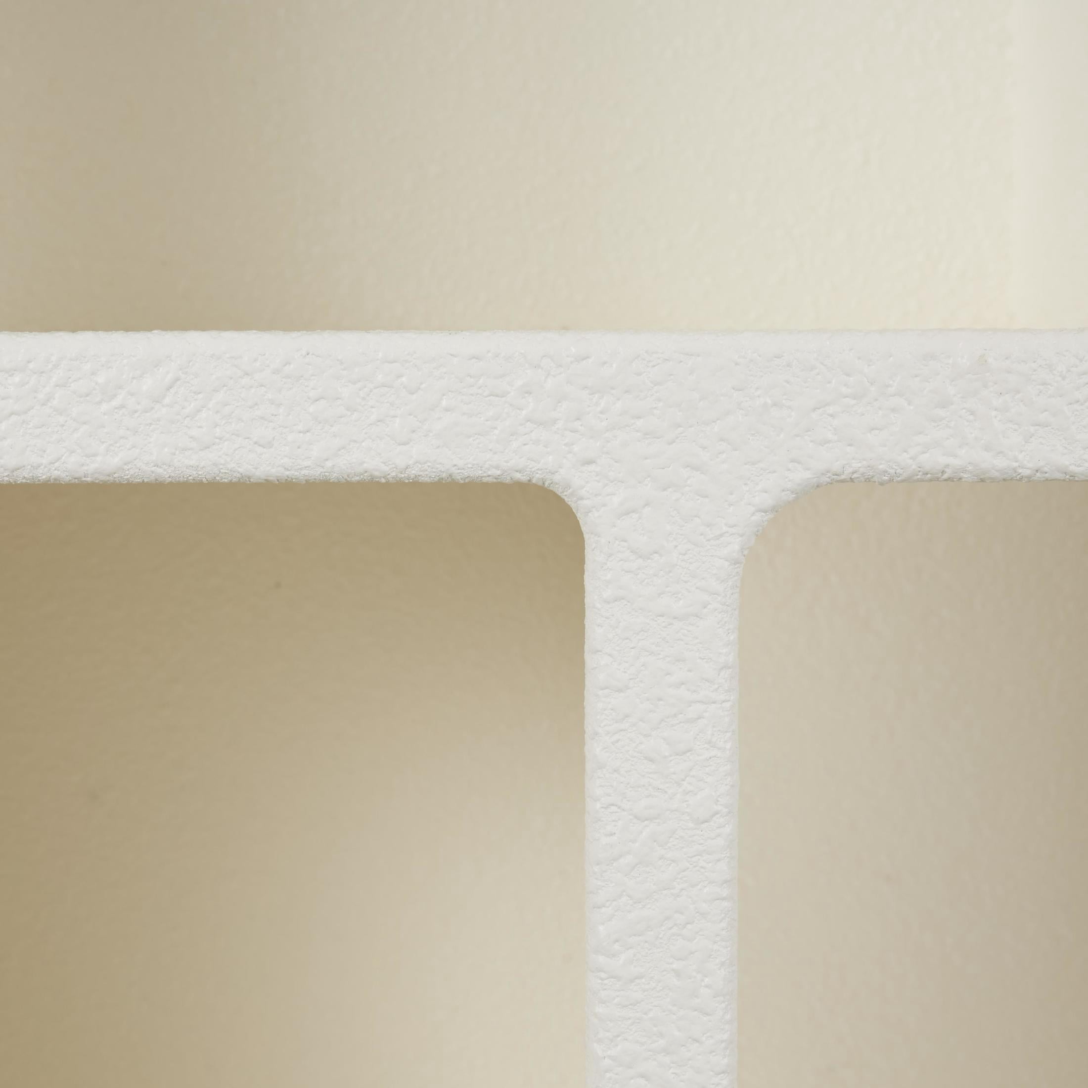 DecMode 24" x 10" 4-Tier Cream Geometric Wall Shelf with Arched Block Shapes
