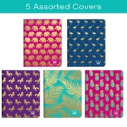 Elan Publishing Company Field Notebook/Journal - 8x10 - Assorted Patterns Gold Foil - Lined - Pack of 5 - ELAN-810-003K