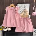 thumbnail image 2 of Ahuyic Summer Boys Girls 2 Piece Outfits,Toddler Kids Casual Clothing Set,Fashion Boy And Girls' Casual Short Sleeve Round Neck Collar Botton Printed Short Pants Sets,Purple,10 Years, 2 of 5