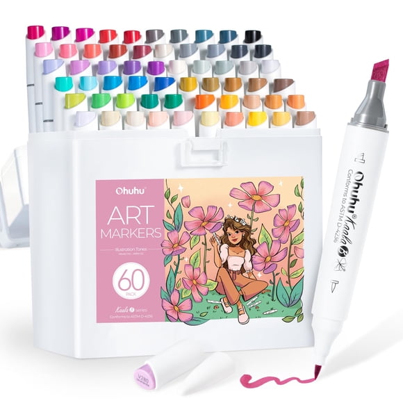 Rotulador artístico a base de alcohol, serie Ohuhu Kaala B, 60 colores