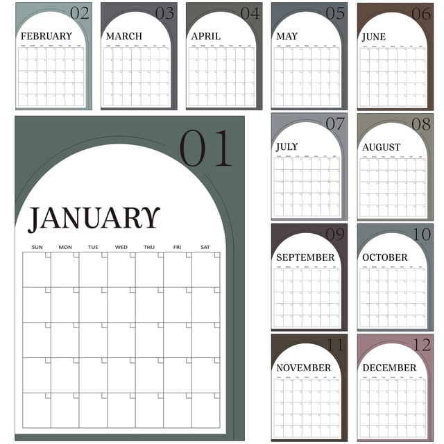 Calendario de pared Fullhawl 2025-2026 sin fecha 30 x 42 cm con 12 meses