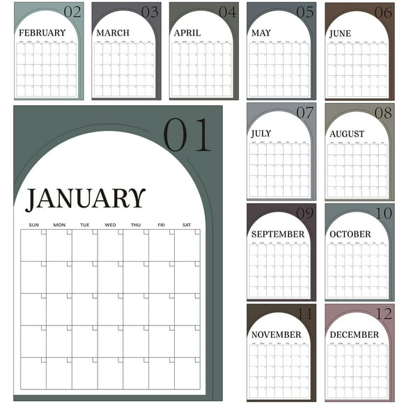 Calendario de pared Fullhawl 2025-2026 sin fecha 30 x 42 cm con 12 meses