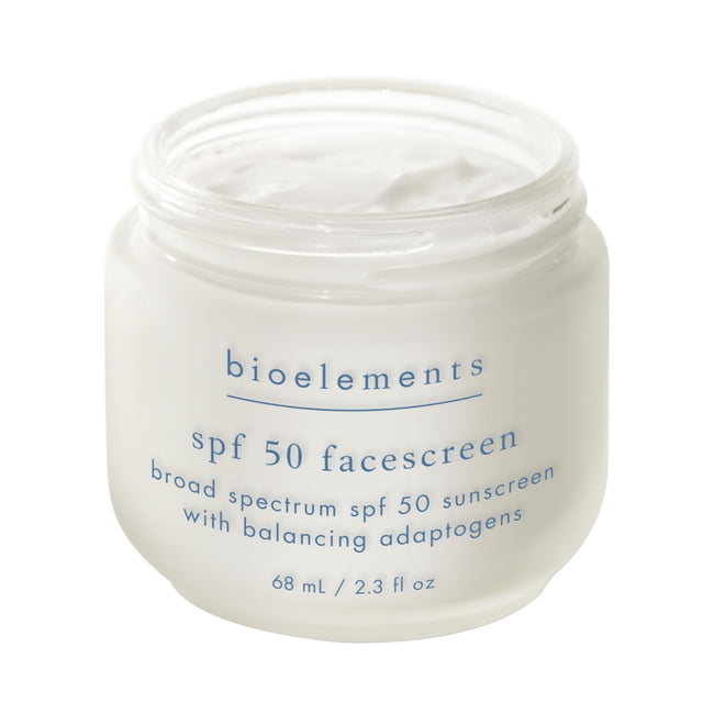 Protector solar, hidratante, Bioelements, SPF 50, pantalla facial, 68 ml
