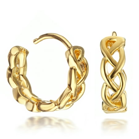 - Women's 18K Gold Filled Knot Infinity Hoop Huggie Earrings for Women Gift Idea Gm074 , Color: Yellow Gold