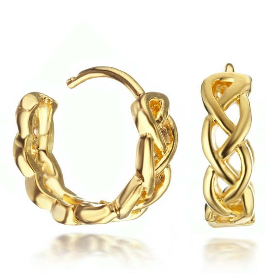 Women's 18K Gold Filled Knot Infinity Hoop Huggie Earrings for Women Gift Idea Gm074 , Color: Yellow Gold