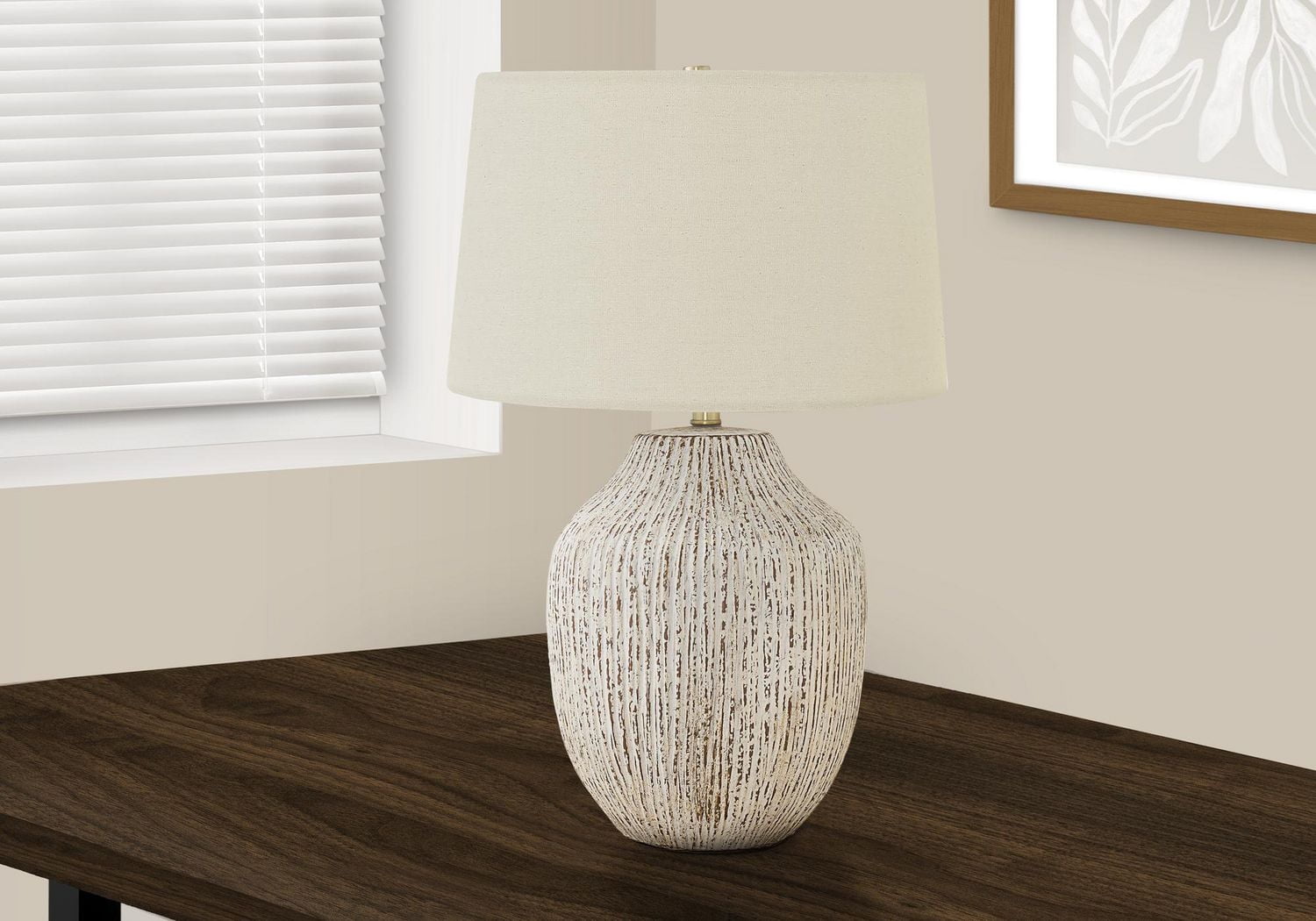 Monarch Specialties Lighting, 26"h, Table Lamp, Cream Ceramic, Ivory / Cream Shade, Transitional