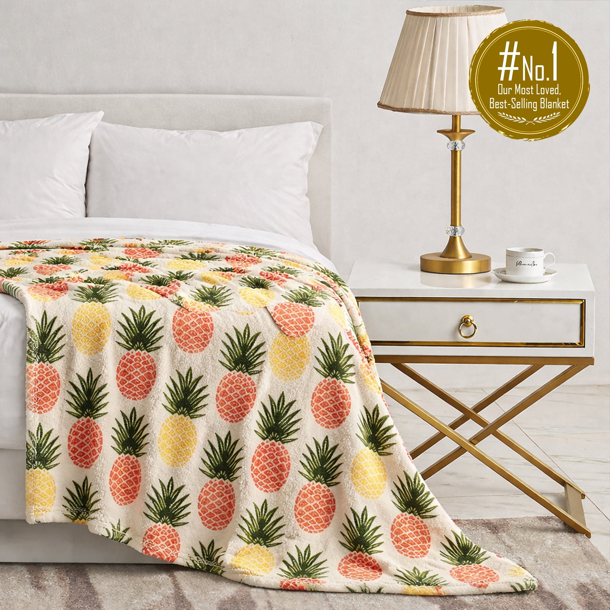 Faith, Hope, Love Home Décor Extra Heavy and Plush Throw Blanket (50" x 70") - Tropical Pineapple