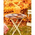 thumbnail image 5 of Round Fitted Tablecloths Orange Pumpkin Autumn Thanksgiving Waterproof Table Cover for Kitchen Dining Party Decor Watercolor Maple Leaves,55"-60", 5 of 6