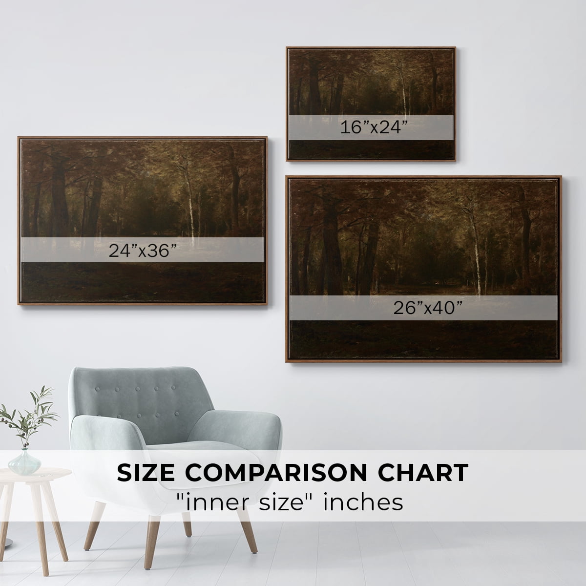 Vintage Landscape-CCCXVII By Wexford Home Framed in Walnut Wood Gallery Wrapped Canvas 27 in. x 41 in.