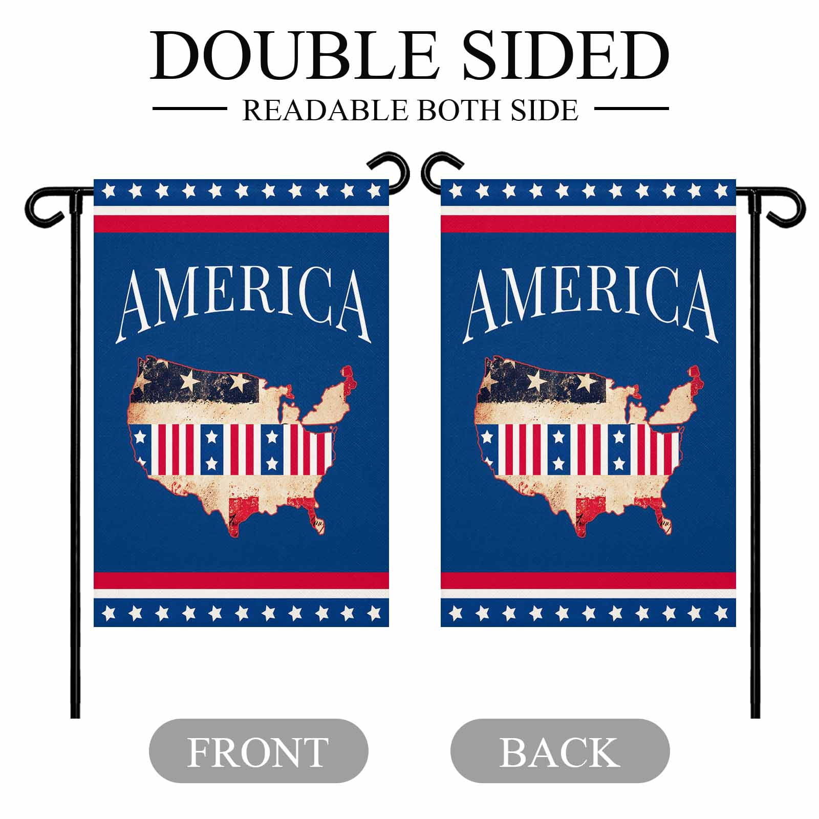 4th of July Garden Flags America 250 Years Garden Flag Double Sided Welcome Flag USA Map Patriotic Star Stripes Independence Day Yard Flags for Outdoor Lawn Porch Memorial Day Decor 28x40 Inch