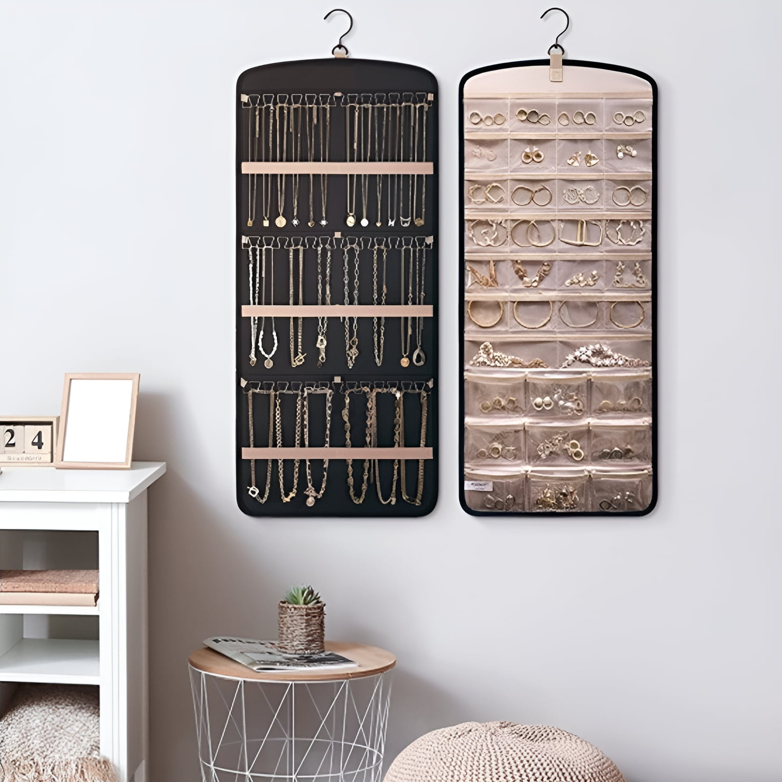 DESIGNICE Hanging Jewelry Organizer,Floating Storage Necklace Holder Organizer,Easy to Access Necklace Holder,Black