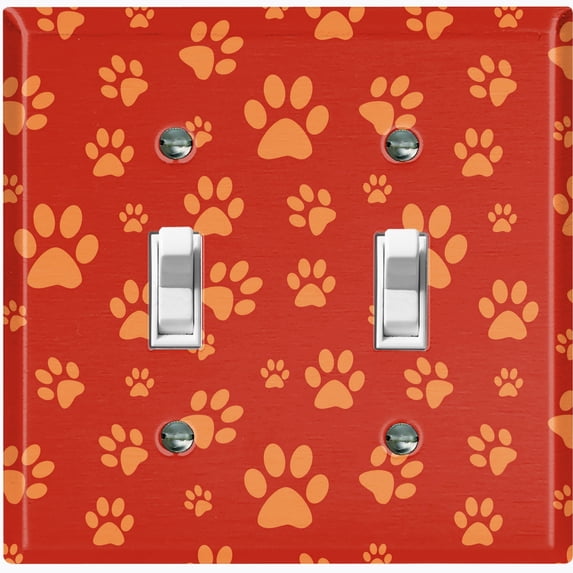 Metal Light Switch Plate Cover Puppy Dog Paw Prints Burnt Orange DOG032