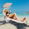 thumbnail image 5 of Beach Lounge Chair, Tanning Chair, Foldable Chaise Lounge with Canopy, Adjustable Backrest & Side Pocket for Seaside, Pool, Patio (Beige), 5 of 5