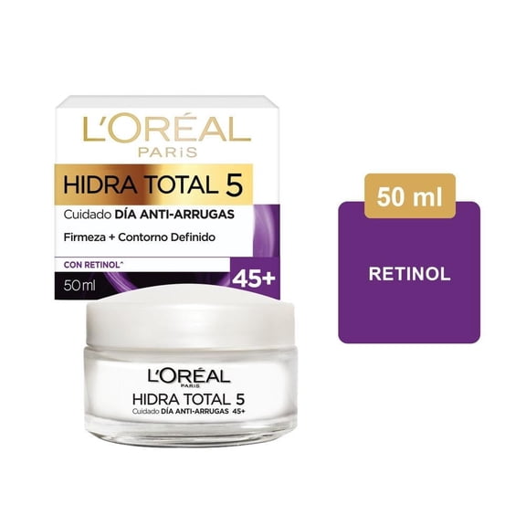 Crema facial L'Oréal cuidado de día hidra total 5 anti-arrugas 45+ 50 ml