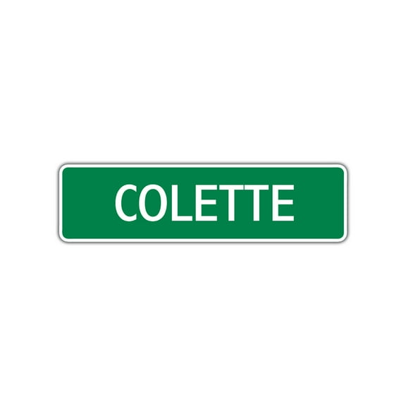 Colette Girls Children Name Letter Printed Plaque Novelty Wall Decoration Label Indoor Outdoor Unique Aluminum Metal Sign 4"x13.5"