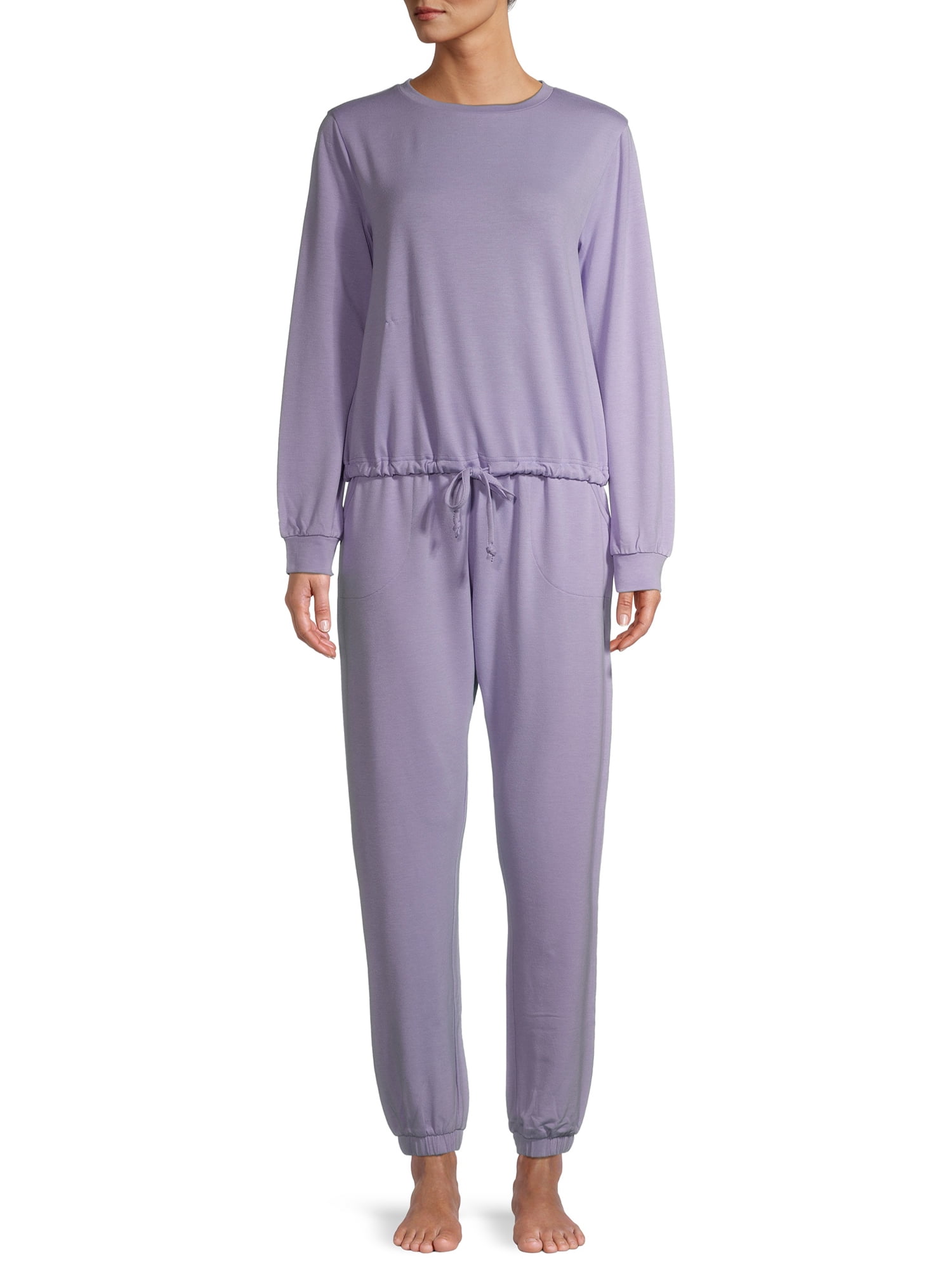 Lissome Women's and Women's Plus L/S French Terry 2-Piece PJ Set