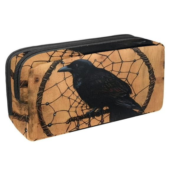 PhooArto Pencil Case, Retro Raven Dream Catcher Large Capacity Pencil Pouch Stationery Pen Bag