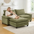 thumbnail image 3 of Ktaxon Sectional Sofa L Shaped Couch with Chaise Living Room Sleeper Set, 2 Seats with Chenille and Double Layer Cushions 87" W Olive Green, 3 of 16
