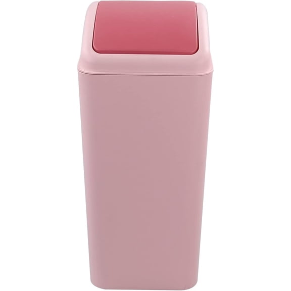16 L Plastic Trash Cans with Swing Lid, Garbage Can for Kitchen, Office, Pink
